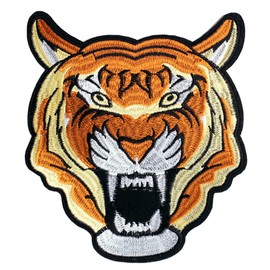 LOCOMO Large Tiger Roaring Head Iron On Patch Sew On Patch Embroidered Embroidery Bengal DIY Applique Motif for Kid Adult Men Clothing Jacket Backpack Decoration
