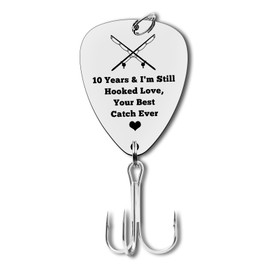 10th Anniversary Hook Gifts for Him Her Couple Anniversary Wedding Fishing Lure Gifts Fisherman Gifts for Husband Boyfriend 10 Years Anniversary Couple Gifts Deployment Christmas Valentines Day Gifts