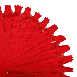 KGS Nylon Zippers for Sewing Crafts | Single Color Zippers for Making Bags, Pouches, Pillow Covers and Sewing Crafts Projects | 20 Pieces per Pack| Size: 7 Inch | Colour: Red