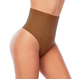 Womens Thong Shapewear Mid to High Waisted Shaper Thong WN0017(01#A Brown#mid Waisted Wire,X-Large)