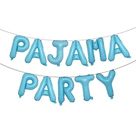 16 inch Pajama Party Balloons Banner Girls Sleepover Birthday Party Decoration Slumber Parites Banner Colorful Balloons Backdrop (PAJAMA PARTY Light Blue)