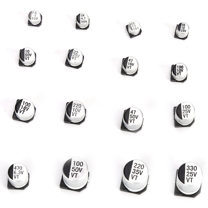 400Pcs SMD Electrolytic Capacitor 24 Values Aluminium 1uF‑1000uF Accessory Set
