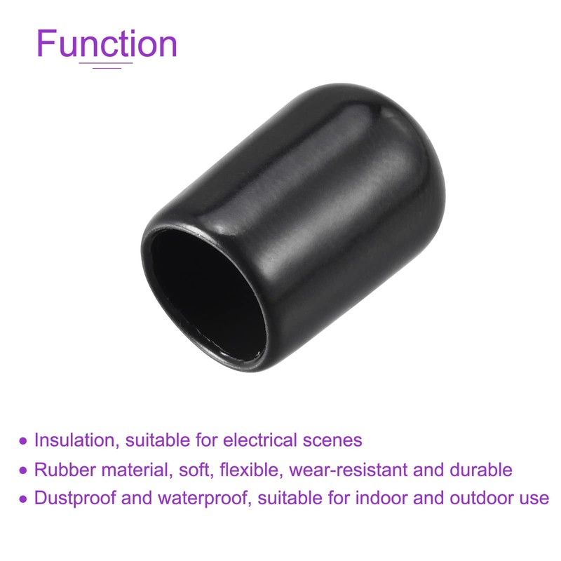 DMiotech 50 Pack 3/8" ID Black Screw Thread Protectors Rubber