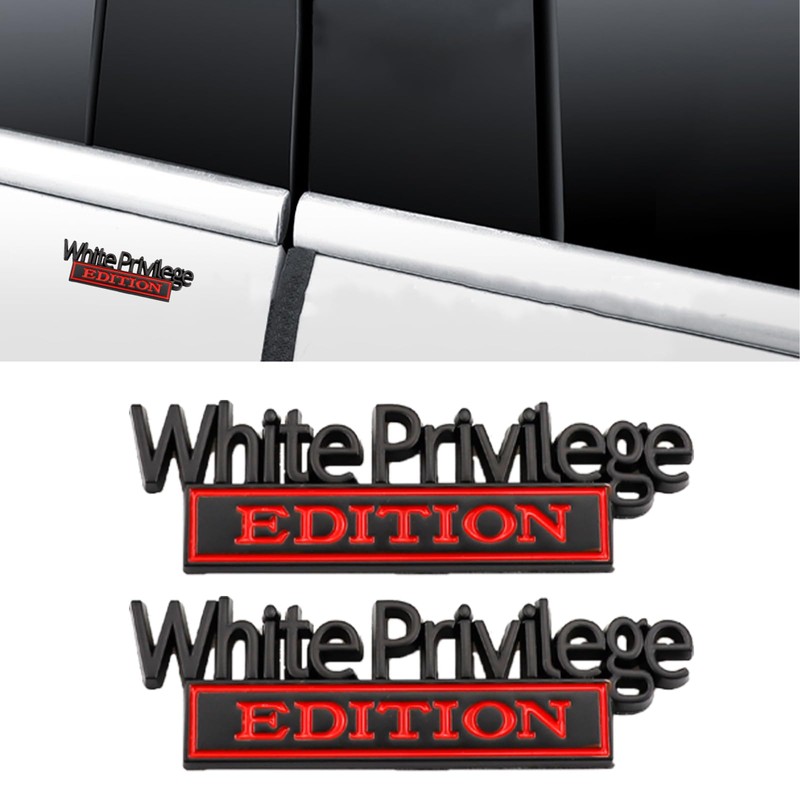 2 Pcs White Privilege Edition Emblem Car Side Rear Front