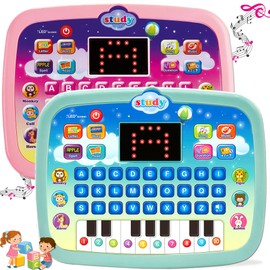 Kids Tablet/Toddler Learning Pad Teach Alphabet, Numbers, Word, Music, Math, Early Development Interactive Electronic Toy for Boys & Girls 3 Years+ (Green)