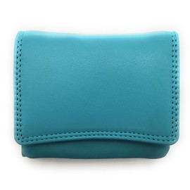 Colourful Women's Small Genuine Leather Wallet with RFID Protection, Many Compartments, Nappa Leather, turquoise, Casual