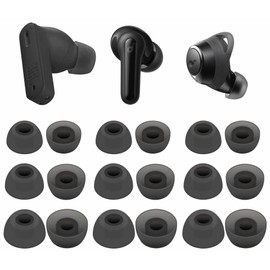 IiEXCEL 9 Pairs Ear Tips Compatible with JBL Tune 230NC TWS in-Ear Headphones, S/M/L 3 Size Silicone Eartips Earbuds Ear Buds Gel Wings Skin Accessories Compatible with Soundcore Life Series - Gray