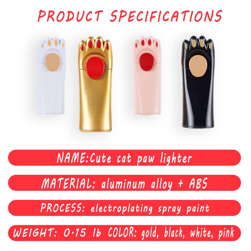 MYCHUS Windproof Lighter, Cool, Cute Cat Paw Design, Fillable, Adjustable,