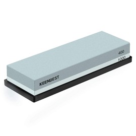 KEENBEST Actual Grit Premium Material Sharpening Stone 2 Side 400 1000 Whetstone Set Kitchen Knife Sharpener Stone Wet Stones for Sharping Knives Kit with Non-slip Rubber Base