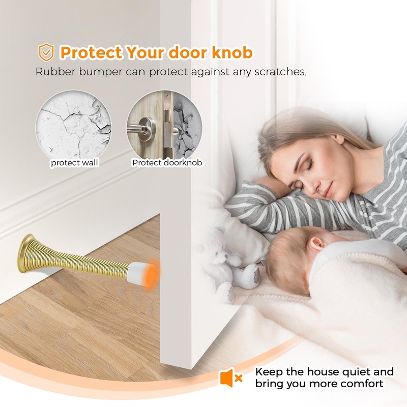 Ravinte Door Stoppers, 36 Pack Gold Spring Door Stops with