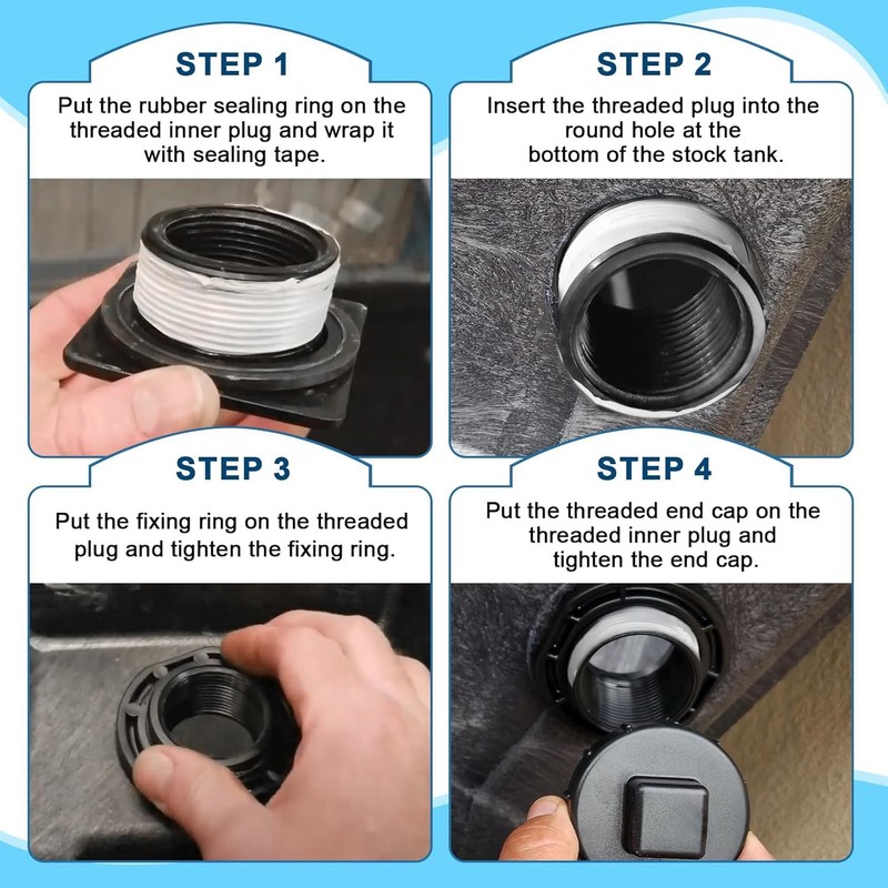 Stock Tank Drain Plug Kit for Rubbermaid Commercial Stock Tank