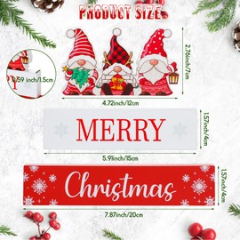 3 Pcs Gnomes Merry Christmas Wooden Sign Snowflake Christmas Block Signs Farmhouse Christmas Centerpieces for Tables Rustic Christmas Tiered Tray Decorations Set Party Tabletop Merry Christmas Sign