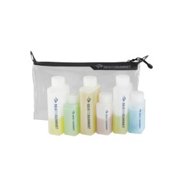 Sea to Summit TSA Approved Clear Toiletry Bag with 6 Refillable Travel Bottles 1 Quart