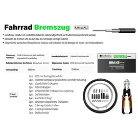 Chooee Bicycle Brake Cable Set, Bicycle Brake Cable Front/Rear with Cable Scissors, Universal Bicycle Brake Cable, 2.8 m Bowden Cable, Inner Cable with Oil Hose, 3.5 m Set for Road Bike, MTB, City