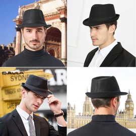 Unisex Fedora Hat Felt Trilby Hat Classic Bowler Cap Short Brim Jazz Hat Fascinators Panama Hat Vintage Top Hat Gentleman's Flat Hat Fashion Panama Sun Jazz Cap Derby Party Hat for Men Women 55-57CM