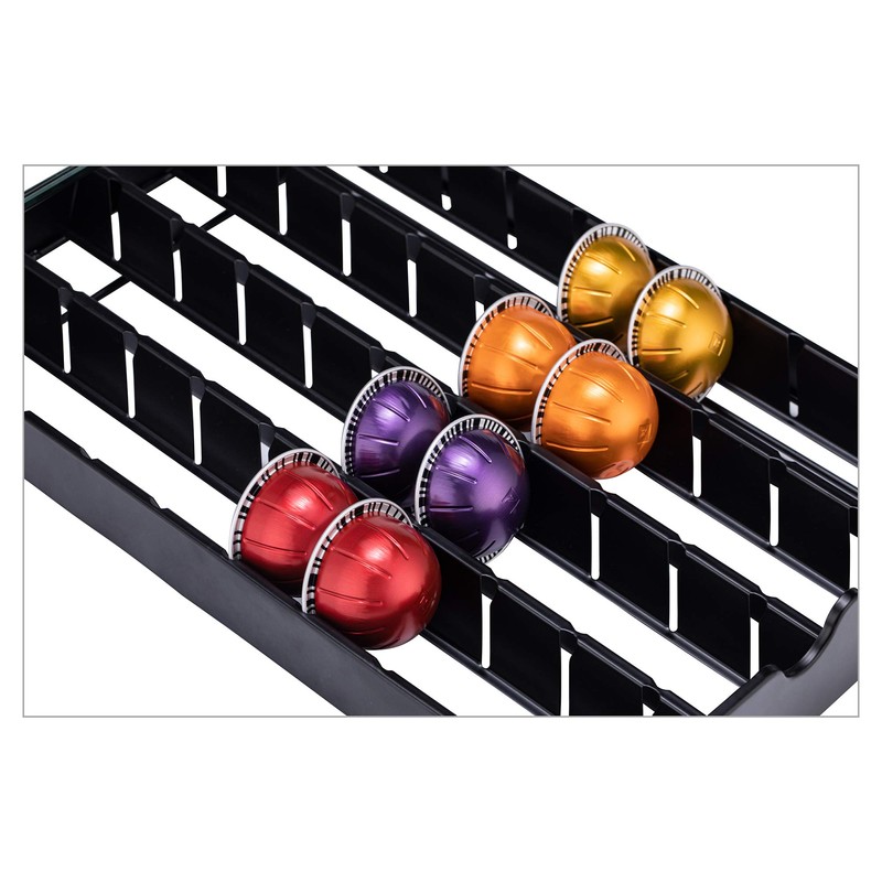 FlagShip Vertuo Pod Holder Drawer for Nespresso Storage Glass Top