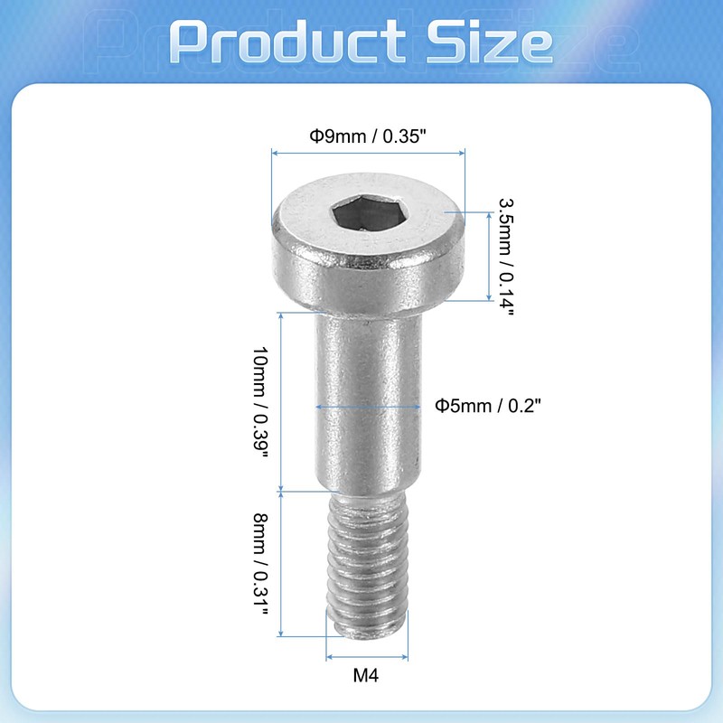sourcing map 6Pcs 304 Stainless Steel Shoulder Bolt 5mm Shoulder