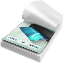 ACROPAQ Laminating Pouches A8-100 micron, Pack of 100, Business Card Format, Glossy, Premium Quality, Rounded Corners, Suitable for Craft Materials and Signage - 18017