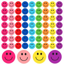 HiGift 630 Pieces Colorful Happy Smile Face Stickers Small Happy Face Decal Mini Motivational Stickers Incentive Reward Stickers Behavior Chart Stickers for Student (10 Sheets, 9 Colors, 1 inch)