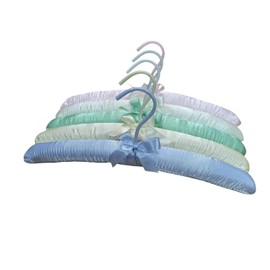 Cansybil 5 Pack Satin Padded Hangers for Women Clothing, Anti Slip Sponge Fabric Clothing Hangers Coat Racks for Sweater, Suit, Dress (5-Color)