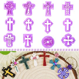 Cross Polymer Clay Cutters: 12 Pcs Christianity Clay Cutters, Jesus Cross Clay Cutters for Polymer Clay Earrings, 3D Print Clay Cutters for Earrings Making, Religion Clay Cutters