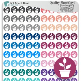 Plant Planner Stickers / 110 Dot Icon Vinyl Stickers (1/3”) / Water Plants Reminder Care Fertilize/Essential Productivity Life Planner Stickers/Bujo Bullet Journaling/ToDo (3 Sheets, Multi)