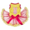 Petitebelle Polka Dots Bunny Face Puppy Dog Dress (Yellow/Red, X-Small)