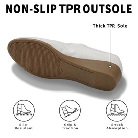 Women’s Mary Jane Flats Comfortable Round Toe Dressy Ballet Flat Shoes Slip on Business Ajustable Classic Soft Work Casual Office Weeding with Ankle Straps 2406A-PU-White-6