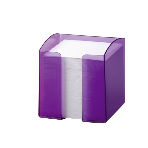 Durable Trend Note Box with 800 White Paper Notes - Translucent Purple
