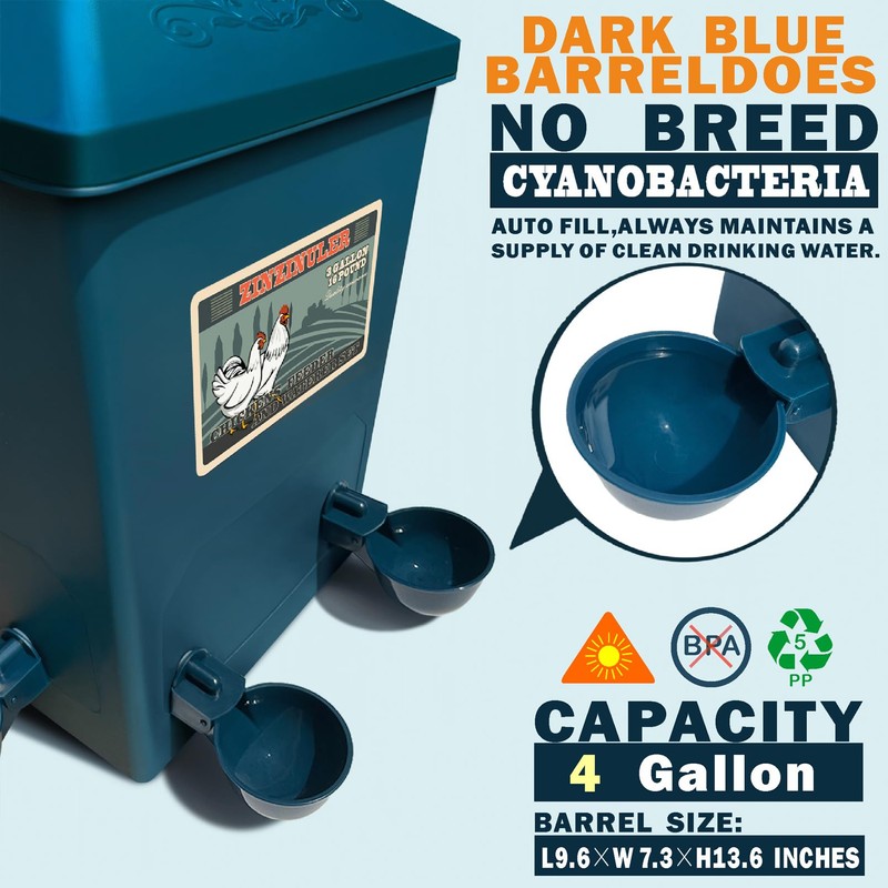 Chicken Waterer with Float Controlled Automatic Set, Chicken Coop Accessories