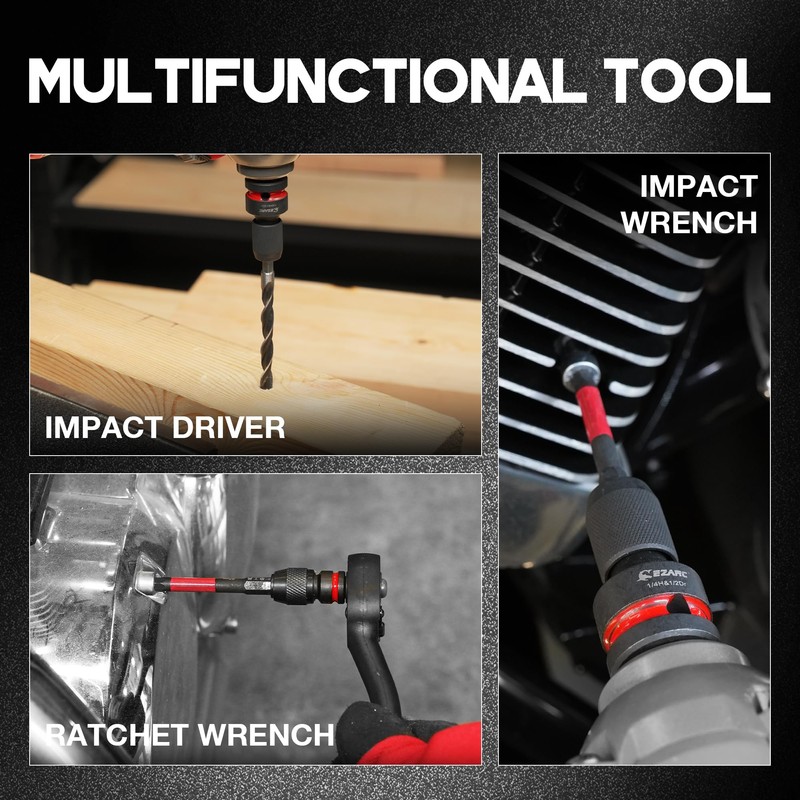 EZARC 4 Pcs Impact to 1/4 Hex Converter, 1/2 3/8