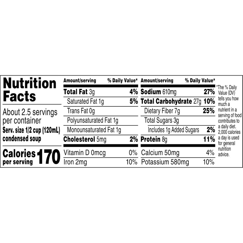 Campbell’s Condensed 25% Less Sodium Bean With Bacon Soup, 11.25