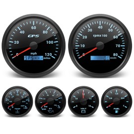 RYSJM 6 Gauge Set 110mm GPS Speedometer 0-120MPH Waterproof for Marine Boat Car Truck