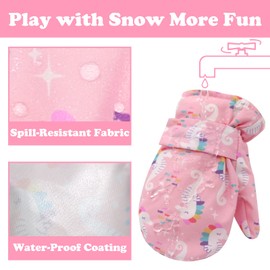 Sarfel Toddler Mittens Waterproof Toddler Gloves Ages 2-4 Toddler Winter Gloves Toddler Snow Gloves Mittens for Toddler Girls