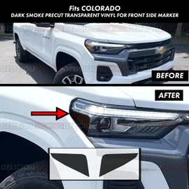 Deliciousticker For 2023-2024 Colorado Headlight Side Marker Front Dark Smoke Decal Tint Vinyl