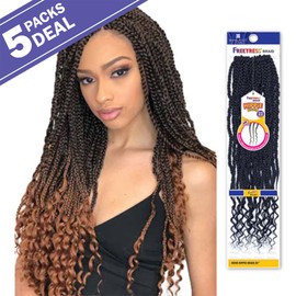 FreeTress Synthetic Hair Crochet Braids Hippie Braid 22" (5-pack, GREY)