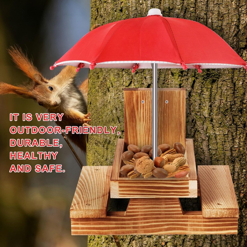Gnodary Squirrel Feeder with Umbrella, Squirrel Feeders for Outside, Squirrel