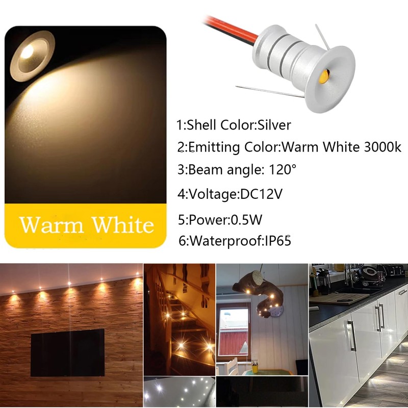 kpslucerna 10 Pack Small LED Spot Light 0.5W Mini Recessed