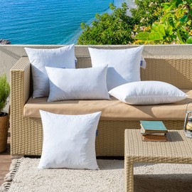 MIULEE 20 x 20 Outdoor Pillow Inserts - Set of 2 Premium Water Resistant Throw Pillows Shredded Memory Foam Cooling Filler - Square Decorative Couch Stuffer Sham for Patio Funiture