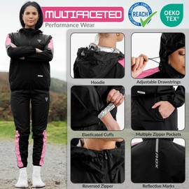 RDX Sauna Suit For Women, REACH OEKO TEX 100 CERTIFIED, Sweat Suit with Hood, Long Sleeves, Gym Fitness Running Workout