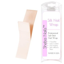 SHEBA NAILS Silk Nail Wrap Fabric Self Adhesive Strip 1 Yard - Nail Bandage - Use to Repair Natural Nails - Great for Strengthening Weak, Thin Nails (Pink)