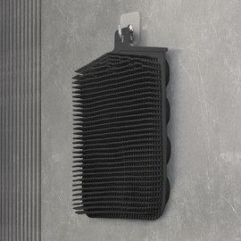 Back Scrubber for Shower Wall, Hands-Free Shower Foot & Back Scrubber with Large Suction Cups Massage Pad, S (Black)
