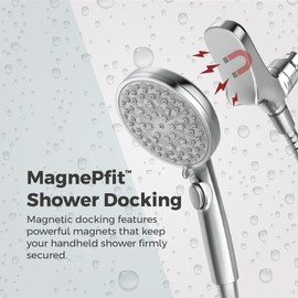 Pfister HydroFuse Handheld Shower Head, Hose Included, Magnetic Docking, 6-Function, 1.75 GPM, Polished Chrome Finish, 016WS2HFM01CC