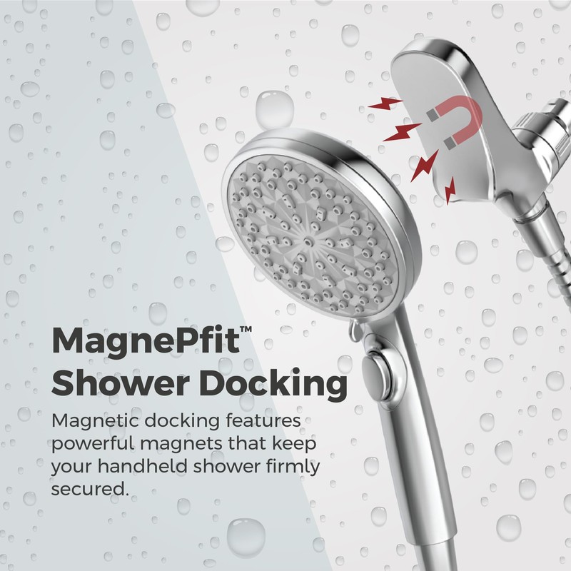 Pfister HydroFuse Handheld Shower Head, Hose Included, Magnetic Docking, 6-Function,