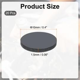 PATIKIL Rubber Solid Discs Washers, 20 Pcs 10mm OD x 1.5mm Thick Rubber Round Gasket Pad Bushings Spacer Washer for DIY Gasket Craft, Black