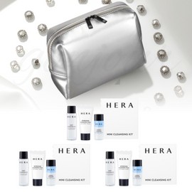 Hera Silver Square Pouch + Hera Cleansing 3-piece Travel 3-Kit Set / 헤라 실버스퀘어 파우치+헤라 클렌징 3종 여행용 3키트 세트