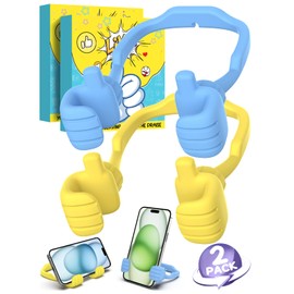 Valentines Day Gifts for Her Kids Teens Girls Cell Phone Stand: 2 Pack UPGRADE Adjustable Lazy Thumbs Up Phone Holder for Desk Fun Birthday Gifts for Women Men Him Wife Kids Boys Girlfriends Teacher