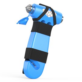 BSUXMAFG Martillo de seguridad para coche, herramienta de escape de emergencia 3 en 1 con interruptor de ventana y cortador de cinturón de seguridad, herramienta de escape de coche de emergencia para coche, oficina, hogar, azul