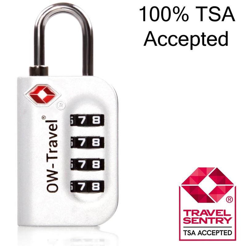 OW-Travel Luggage Locks TSA Approved (1 Pack Silver) 4 Digit