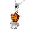 Genuine Round Cognac Baltic Amber & Sterling Silver Modern Teddy